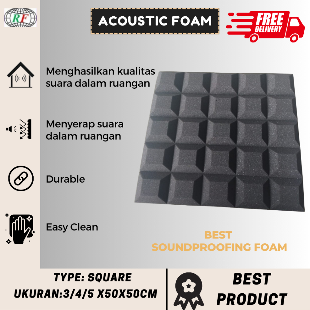 Peredam Suara Ruangan 5cm X 50 X 50 Busa Acoustic Square Foam