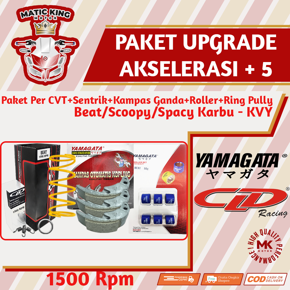 Paket Per CVT + Sentrik + Roller Kampas ganda Honda Beat Vario Scoopy PCX Genio Deluxe Spacy CLD YAMAGATA 1000/1500 RPM