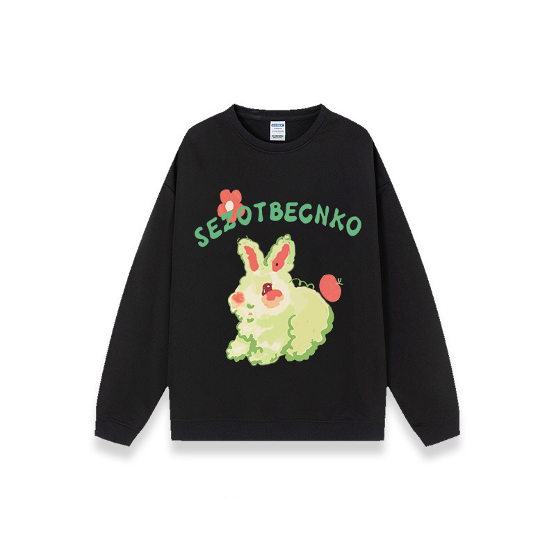 XiaoZhaiNv Korean Style Green Bunny Pattern Lengan Panjang Baju Sweater Wanita A0787