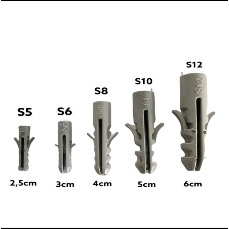 BUKAN MERK FISCHER Tembok| Ramset Pvc Tembok| Fiser Tembok Ukuran S5, S6, S8, S10, S12 | 1 Box