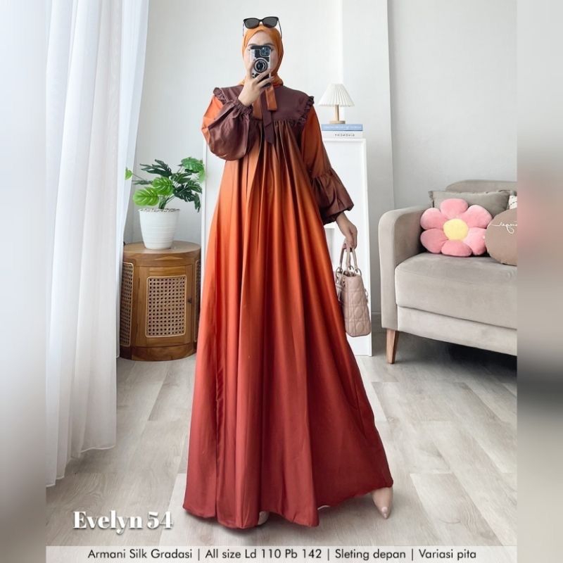 EVELYN DRESS | GAMIS ARMANI SILK GRADASI 2 WARNA