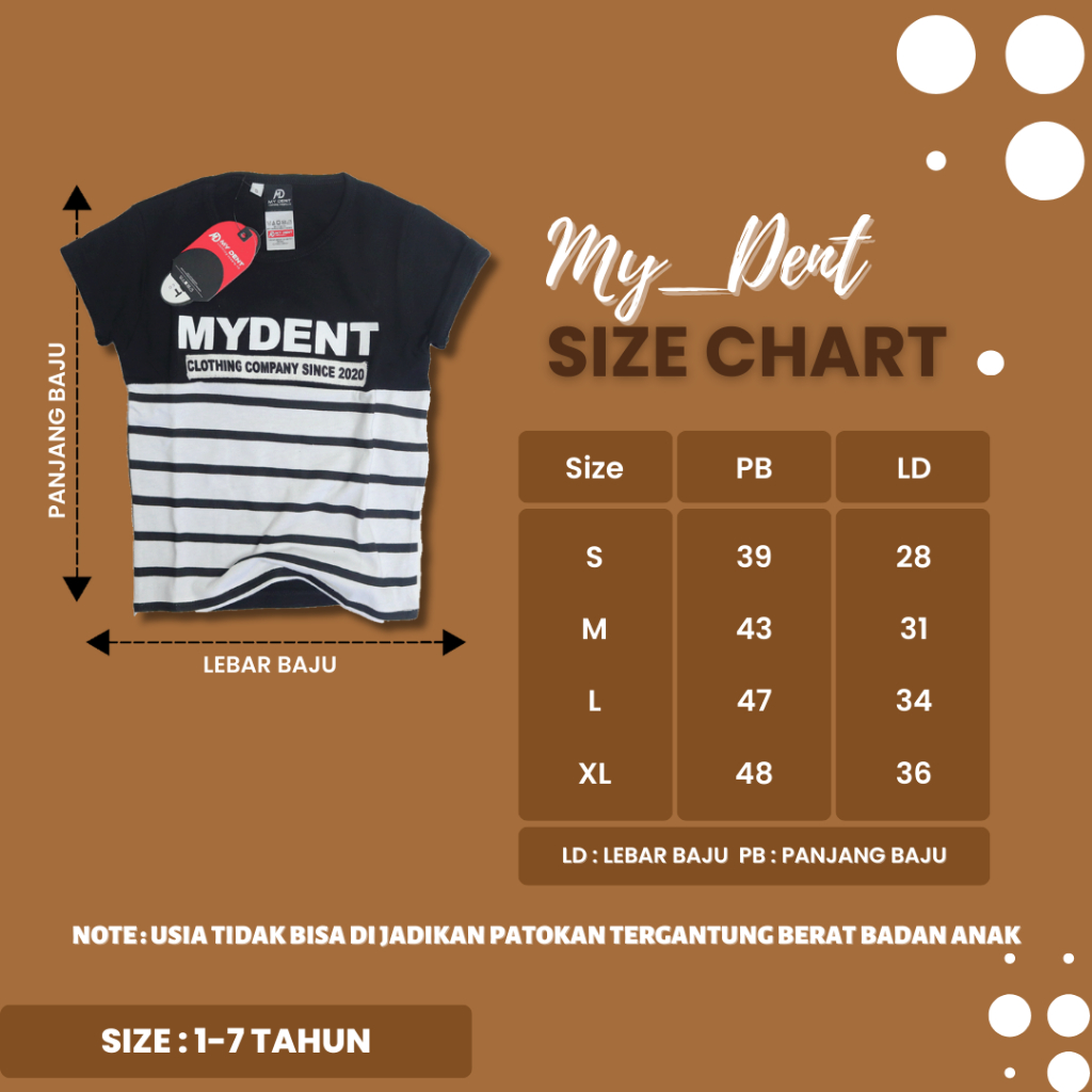 Baju Anak Laki Laki Distro Stripe Mydent Umur 1-17 Tahun Bahan Cotton 30S