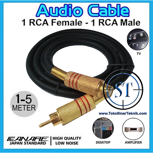 Kabel Extension Jack RCA Male To Female 50 CM- 5 Meter Cable CANARE Full Copper Audio Video Gold Plate