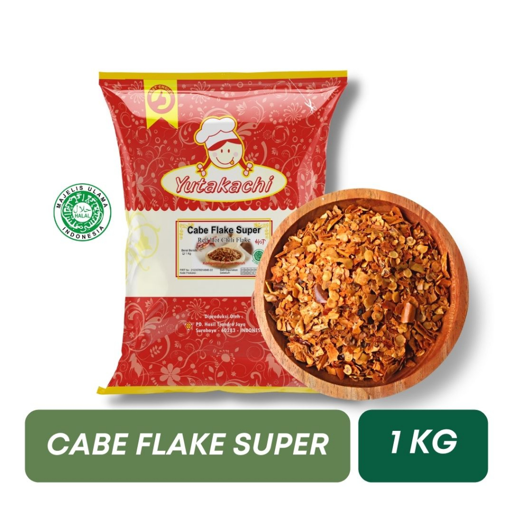 CABE FLAKE BUBUK 500 gram YUTAKACHI (GARLIC POWDER, PUSAT BUMBU, REMPAH ALAMI, BALADO, CABE BUBUK)