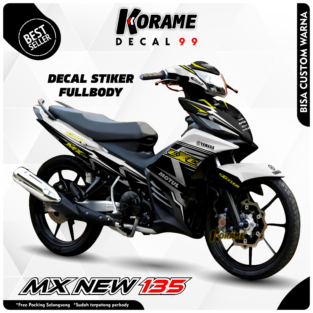 Decal Sticker Jupiter Mx New 135 - Motif Exciter Putih