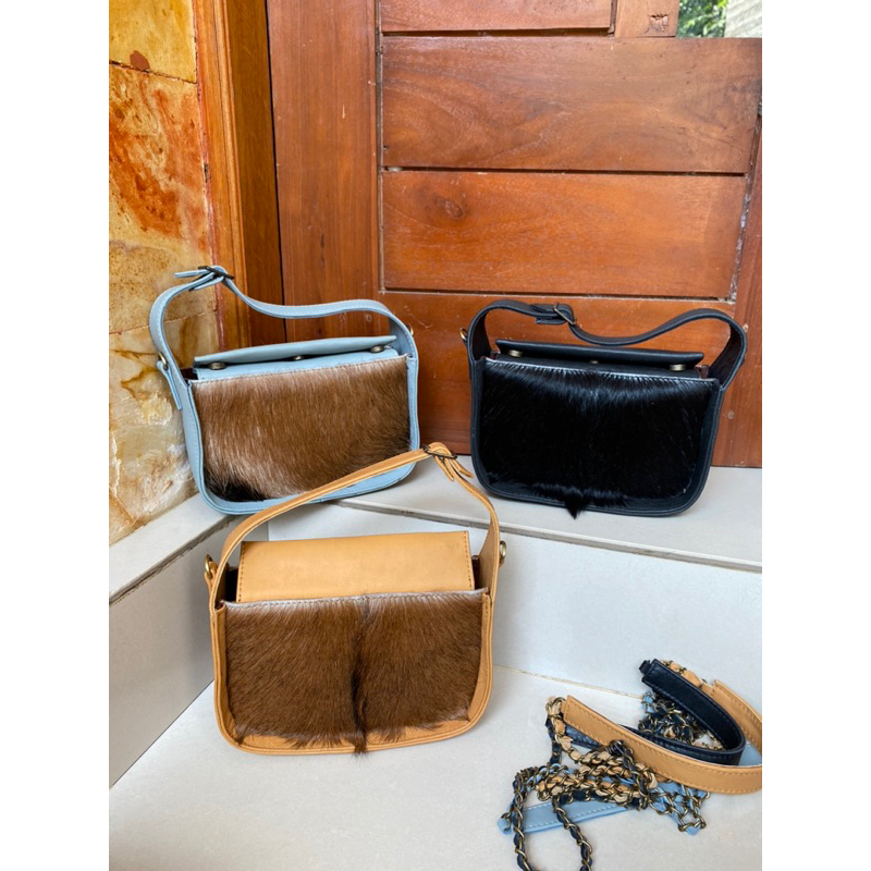kenzi bags kulit dan bulu kambing asli