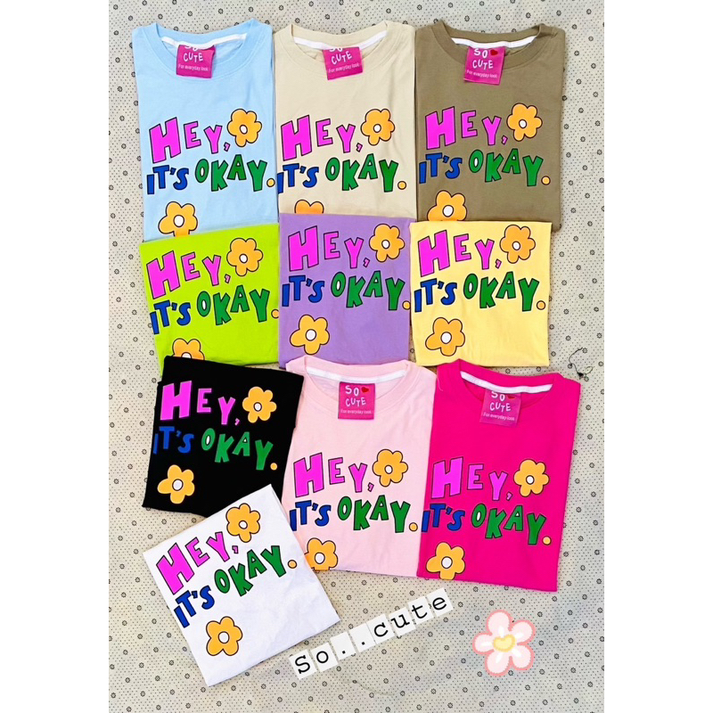 ATASAN OVERSIZE SO CUTE HEY IT'S OKAY KAOS OVERSIZE IMPORT BANGKOK (BJSC562)