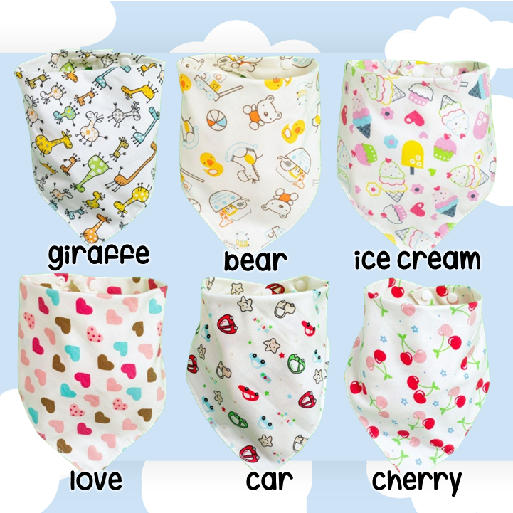 Bib Segitiga Bayi Tatakan Air Liur / Celemek Segitiga Bayi Air Liur Import (random motif)