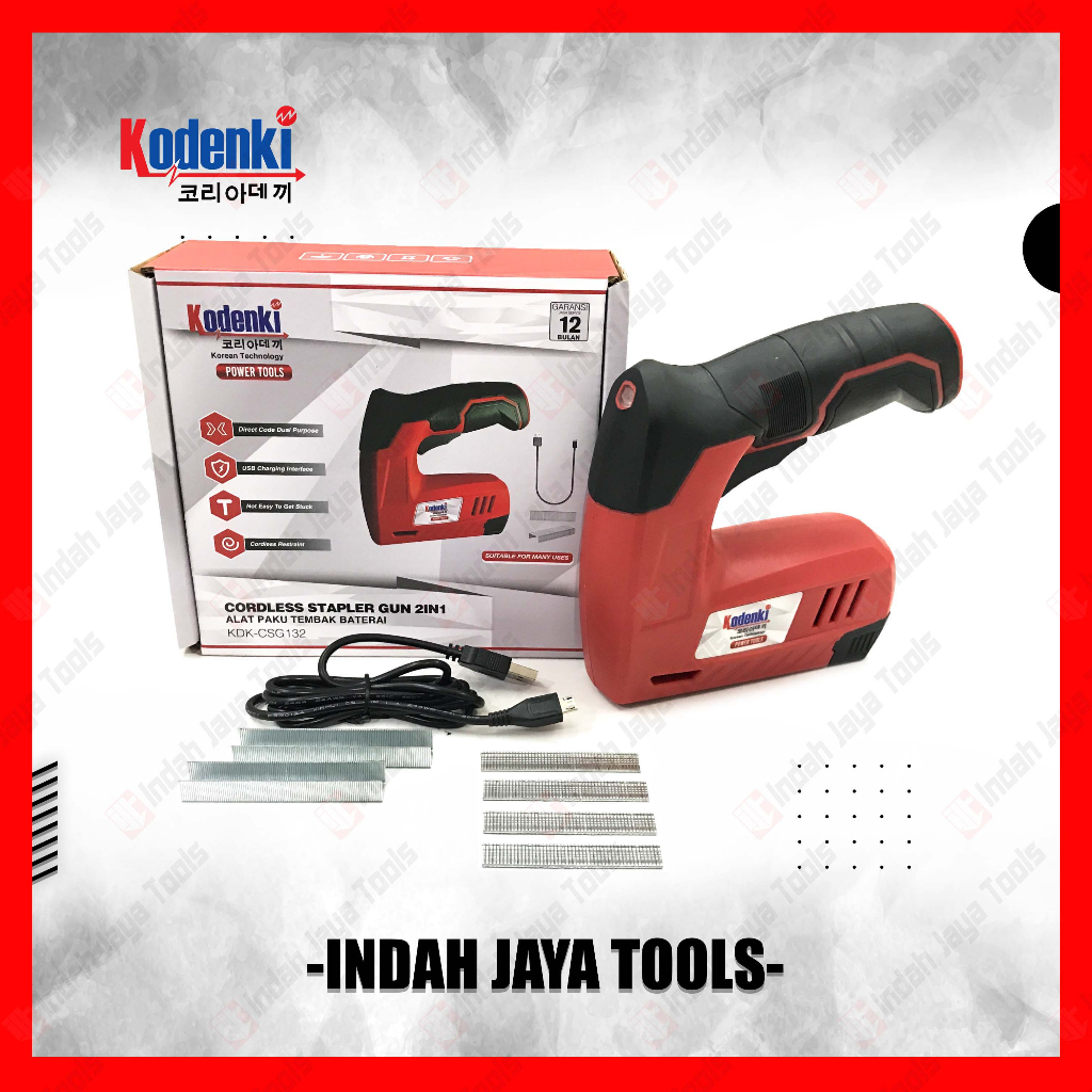 

KODENKI CSG132 Cordless Stapler 2in1 Mesin Paku Staples Tembak Baterai