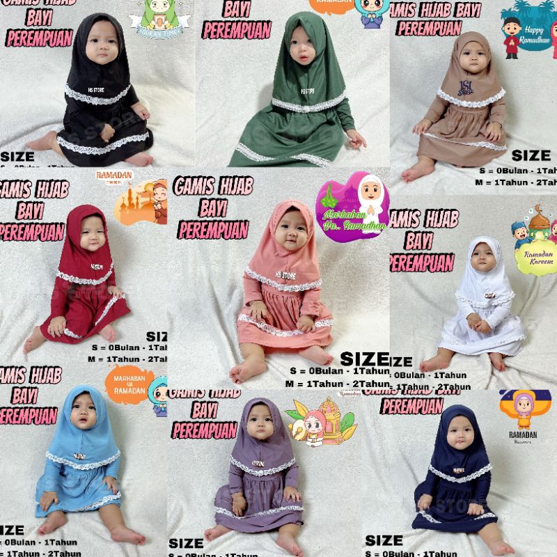 HARGA GROSIR !! GAMIS HIJAB BAYI PEREMPUAN / GAMIS ANAK PEREMPUAN FREE JILBAB TERMURAH