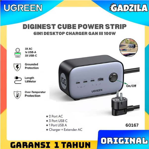 UGREEN Diginest Pro Gan Kepala Charger Adaptor Dekstop USB C Colokan Power Socket 100W Macbook Ipad Pro Air Samsung 60167