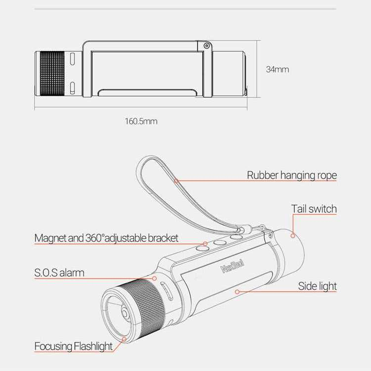 Senter LED 6 in 1 Outdoor Flashlight Telescopic SOS Alarm USB Lensa Teleskopik Atur Jarak Holder Magnetik Berkualitas