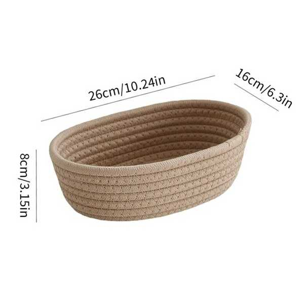 Wadah Kosmetik Basket Hand Woven Cotton Desain Minimalis Tempat Penyimpanan Make UP Material Benang Katun