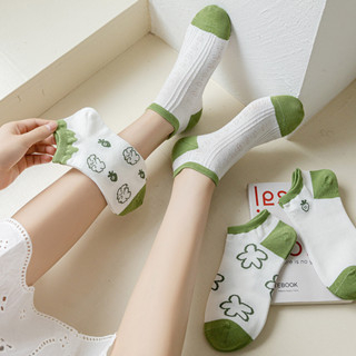 GO!KK1113 Kaos Kaki Semata Kaki Motif Rabbit Hijau Putih Unisex Kaus Kaki Ankle Dewasa Short Socks Import cod