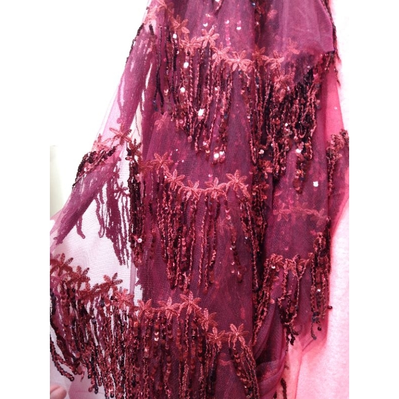 bahan kain sequin rumbai rumbai artis