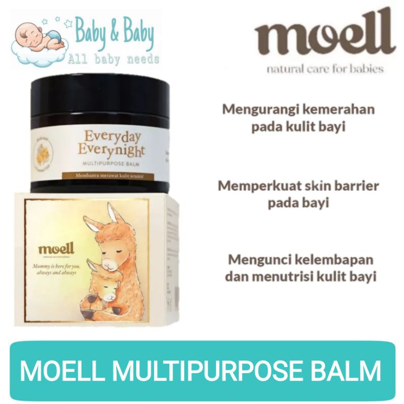Moell Everyday Everynight Multipurpose Balm 30gram / Balm Natural Organic / Balm Anti Ruam / Balm Kulit Sensitif
