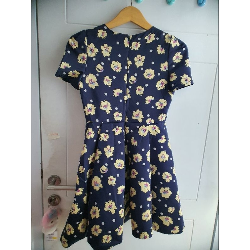 dress  bahan satin motif bunga dot 076