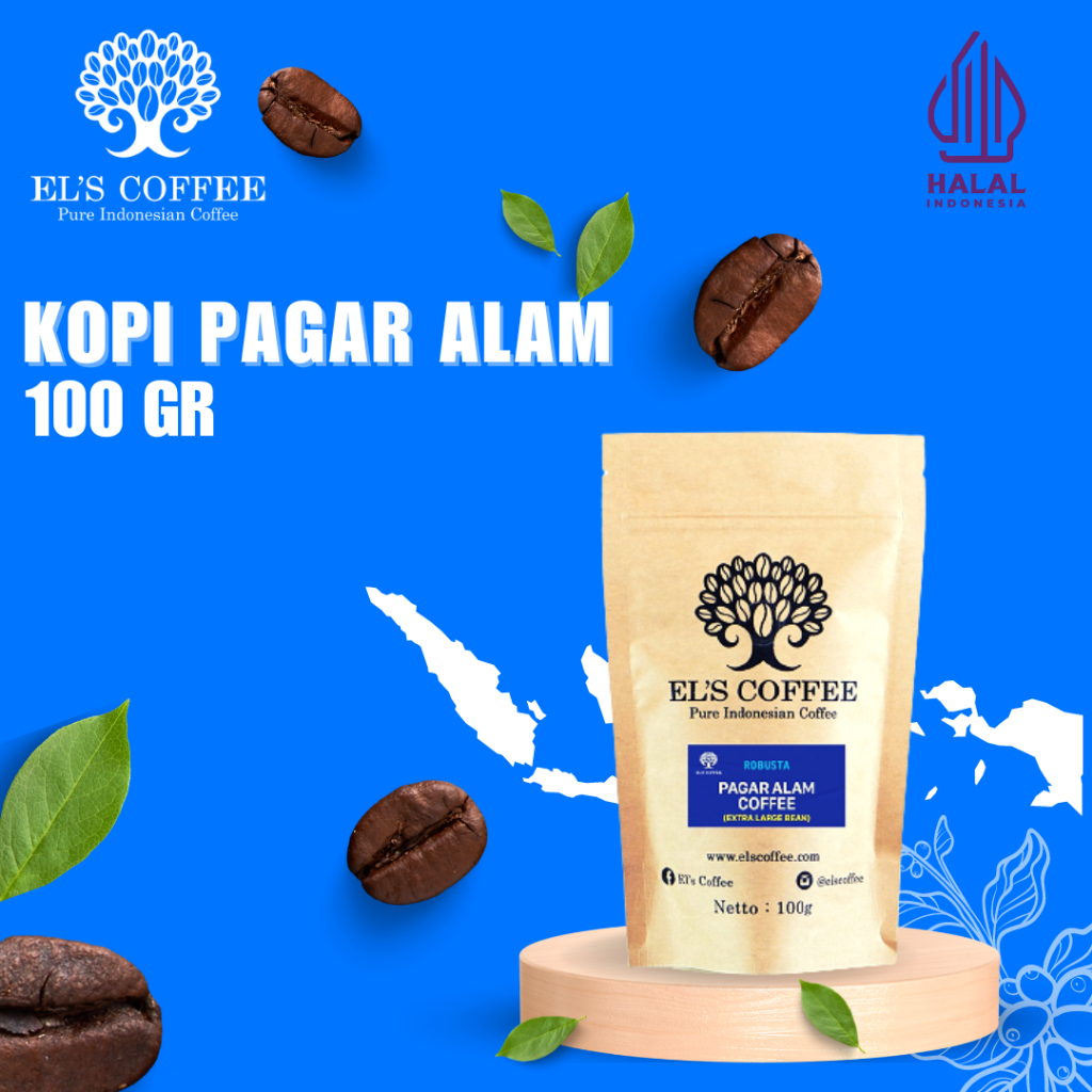 EL'S COFFEE Pagar Alam Robusta 100Gr Pure Indonesia Coffee Beans / Fine / Course Roasted Kopi W1715