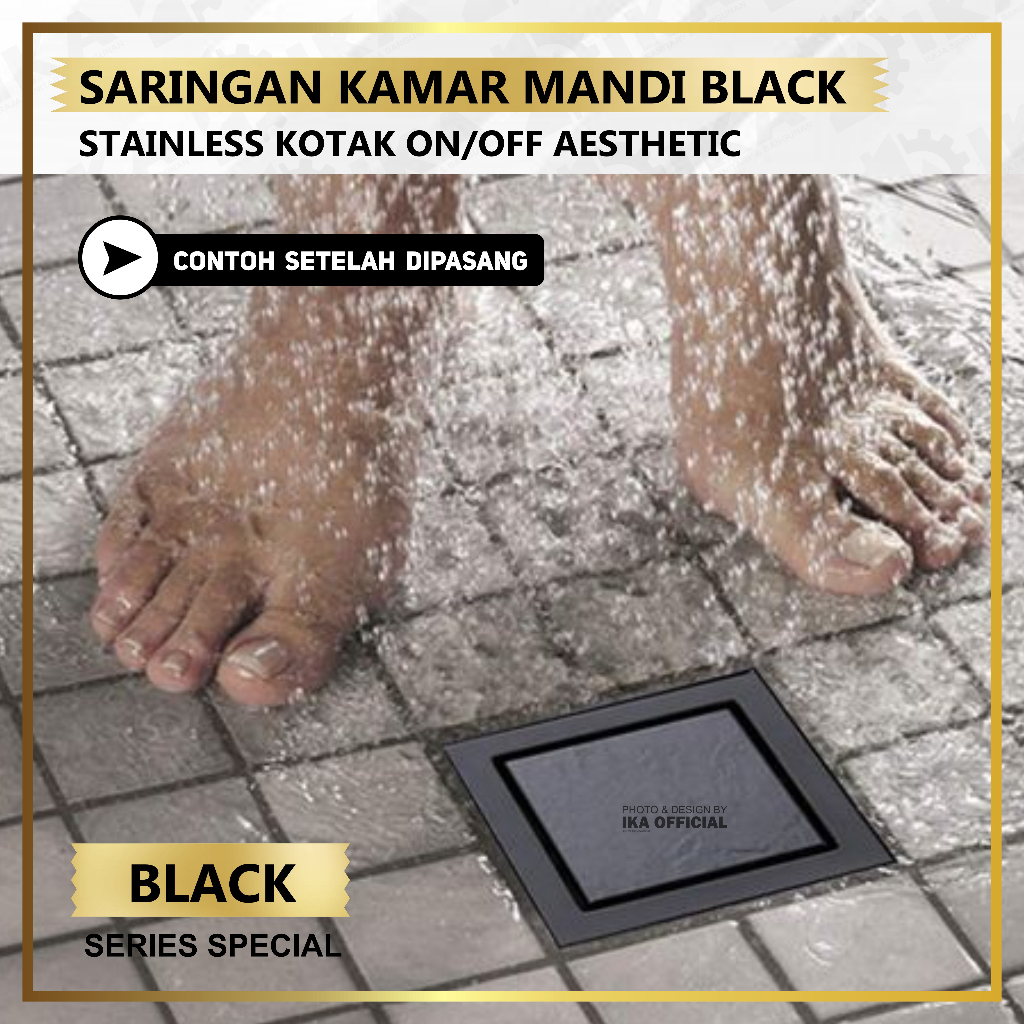 Smart Floor Drain Stainless SUS 304 Black Hitam saringan Got Anti banjir dan serangga Tile insert keramik Saringan Kamar Mandi Hitam Floor Drain Strainer Saringan Got Kamar Mandi Anti Bau / Kecoa / Tikus