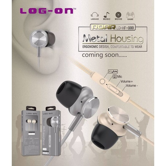 PROMO EARPHONE LOG-ON HANDFREE ROAR METAL HI-FI LO-900 HEADSET SUPER BASS PROMO SEN