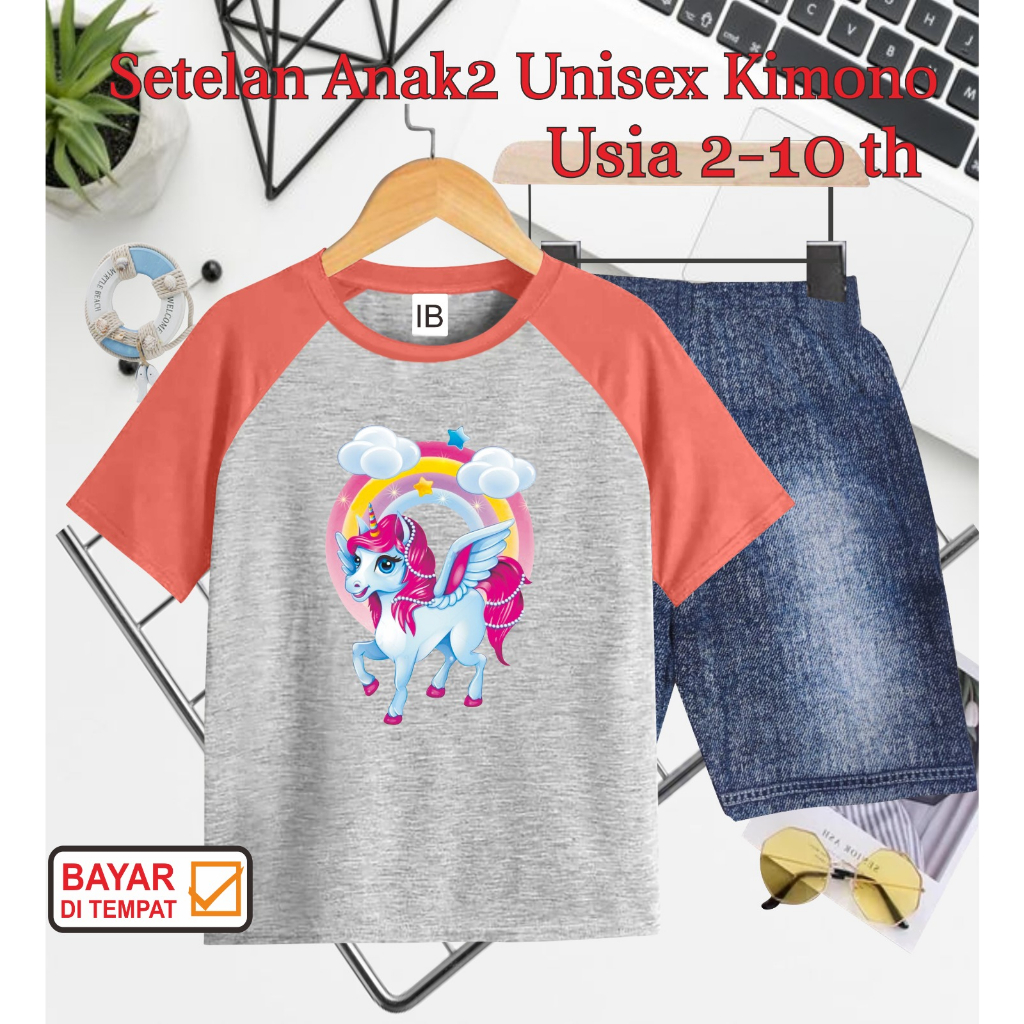 ((IB))SETELAN ANAK2 UNISEX KIMONO SEMI JEANS/PONI DIGITAL SABLON