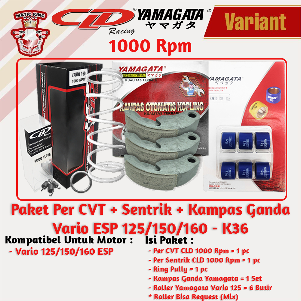 Paket Per CVT + Sentrik + Roller Kampas Ganda Honda Vario PCX ADV Fi ESP CBS ABS Techno Karbu 110/125/150/160 CLD YAMAGATA 1000/1500 RPM