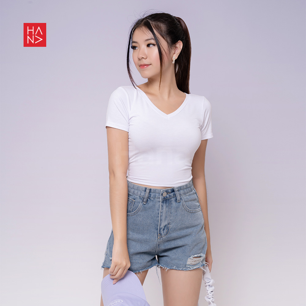 Hana Fashion - Keisha T-Shirt Crop Tee Polos Wanita - CT134