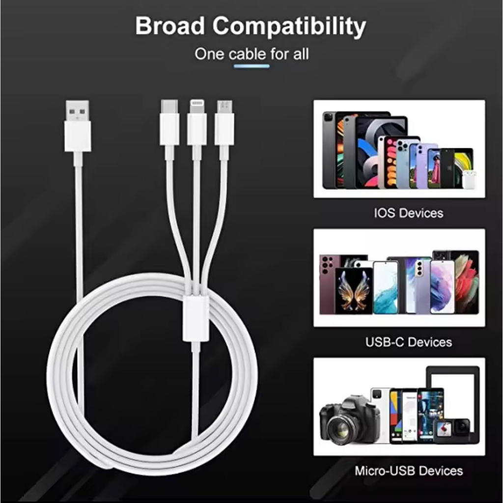 Kabel data golf 3in1 Charging Cable 3A GOLF GC-85 100cm micro type c iph8 kbel casan universal smua hp smartphone original fast charging high speed cable PROMO SEN