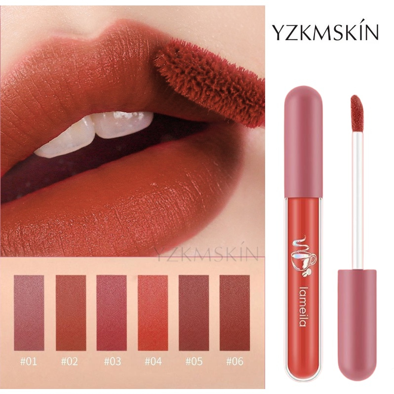 TERMURAH DI SHOPEE- LAMEILA LIP GLAZE ANTI LENGKET 6 Warna NUDE EDITION Lip Cream Silky Matte Looks