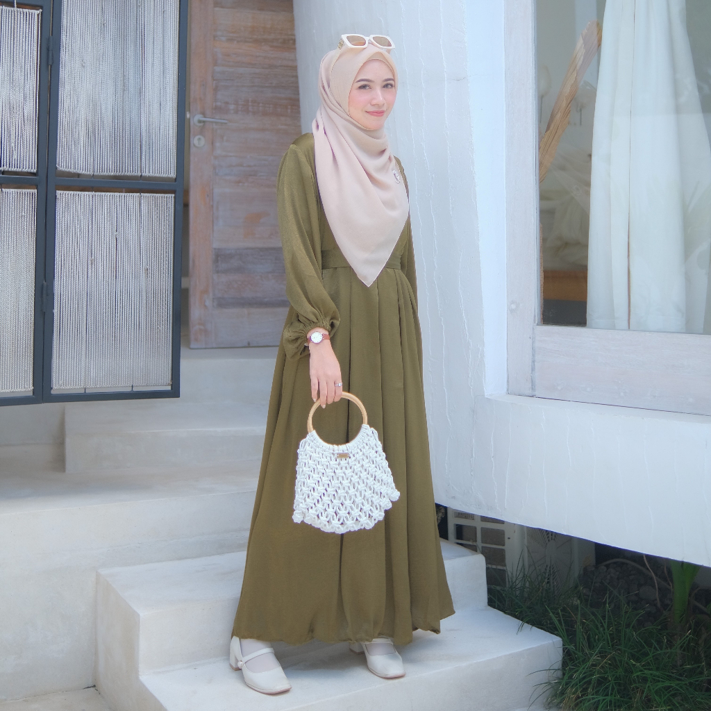 Ladybydiana ZALINA DRESS Gamis Shimmer Silk Bahan Santorini Busui Friendly