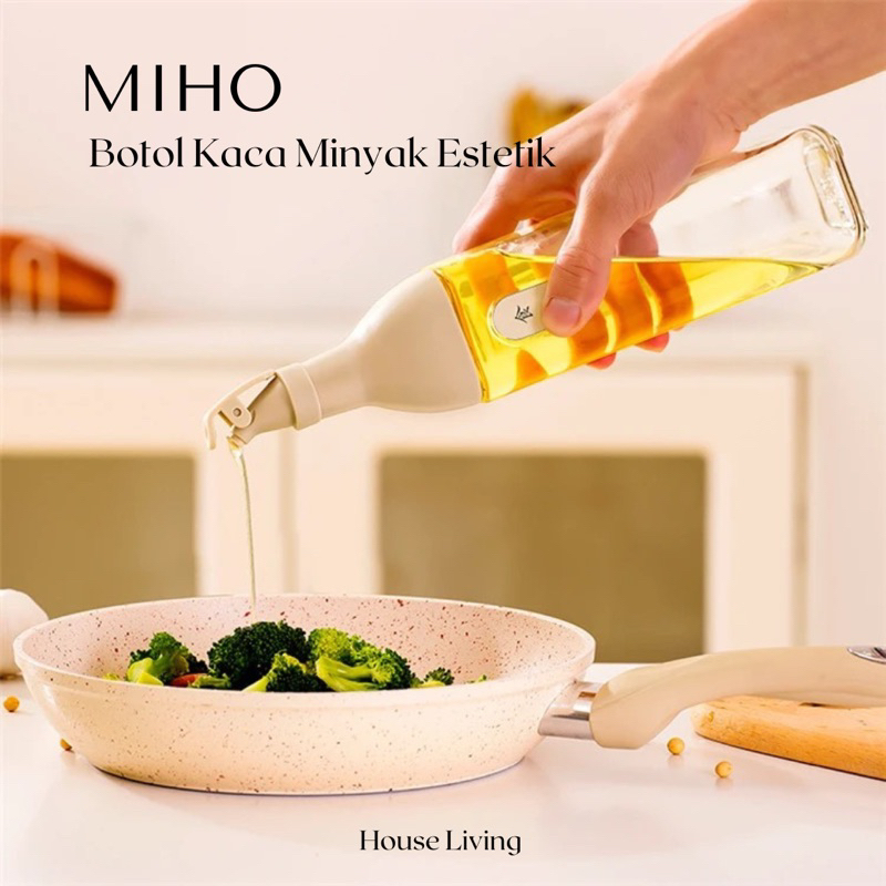 (MIHO) Botol Minyak Kaca 500ml Glass Oil Bottle Estetik Wadah Saos Minyak Goreng