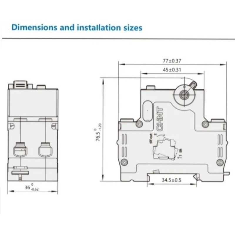 Chint NXBLE-E63Y Residual Current Operrated Circuit Breker (RCBO) 40 A