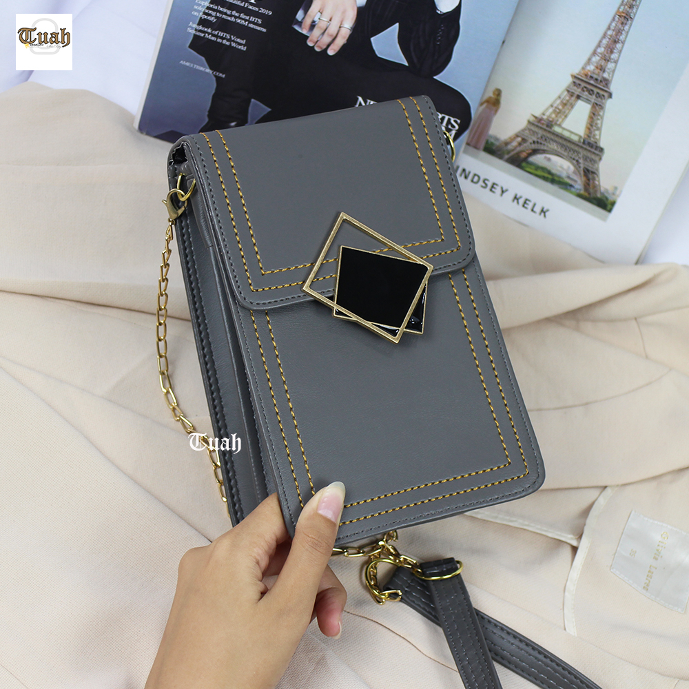 TUAH SLIMBAGS DK -18  / BARU UPLOUD / Slingbag Kotak Pouch Hp 2 Ruang Tali Rantai Ulir Series High quality / as Selempang Wanita / Tas Hp &amp; Uang Wanita / Tas Wanita Koreaan Style / Tas Wanita Terbaru kekinian &amp; Terlaris