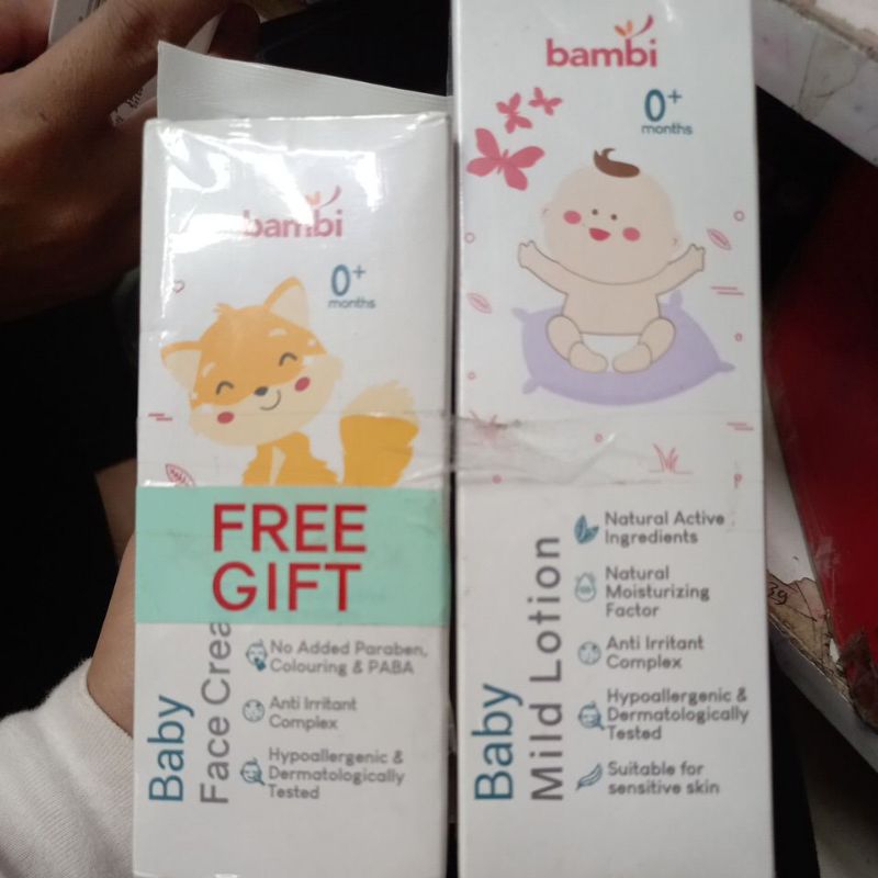 Bambi face cream+mild lotion FREE shampo refill 200ml
