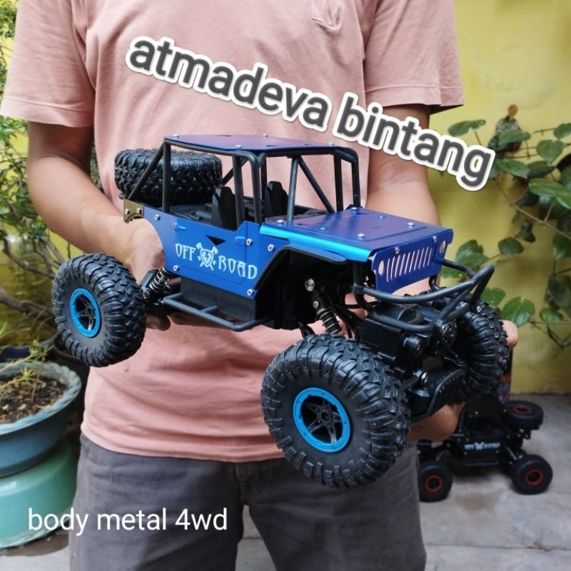 Mobil Remote Control off-road Jeep Rock Crawler Batre Cas Body Metal Alloy Mainan Outbond Koleksi Keluarga Bisa Bayar Di Tempat COD