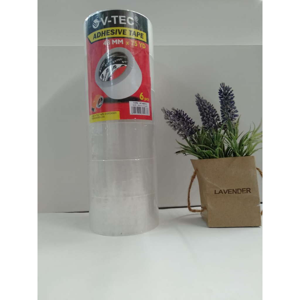 

V-TEC Adhesive Tape 48mmx75yard putih(6pcs)
