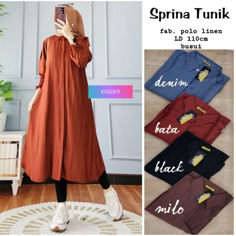 Baju Long Tunik Sprina Polos Busui Terbaru