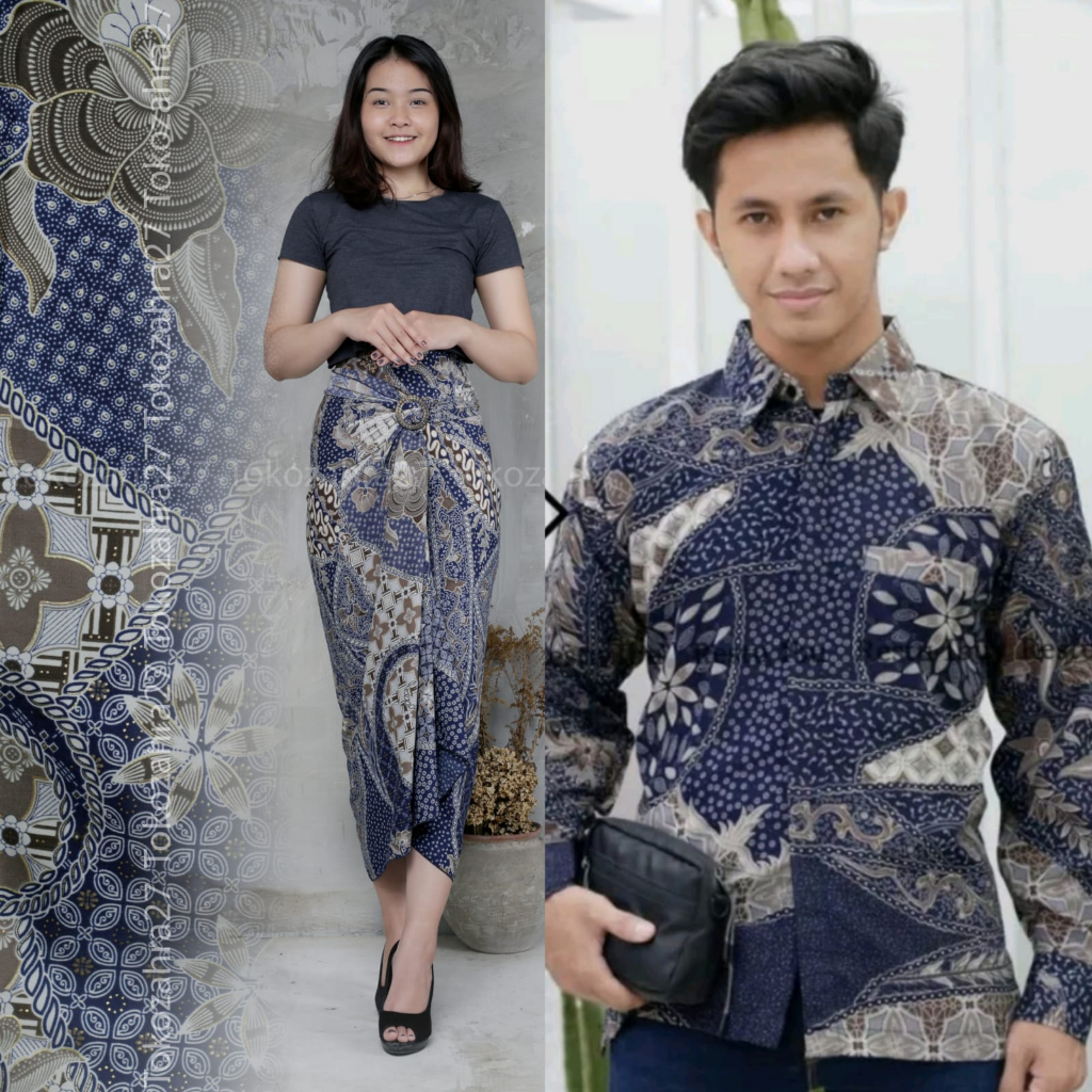 Couple Kemeja Panjang Rok lilit Batik Motif LK