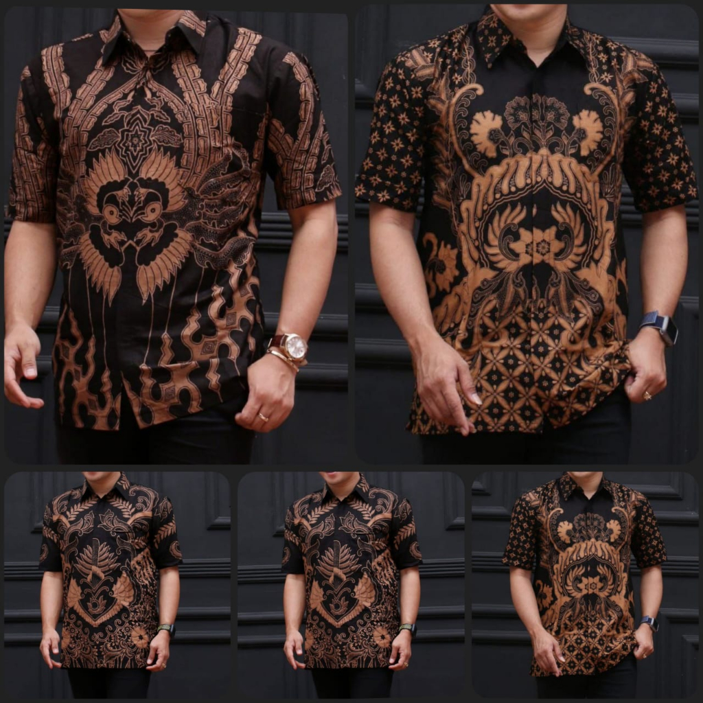 Hem batik coklat sogan kemeja batik pria lengan pendek coklatan seragam batik