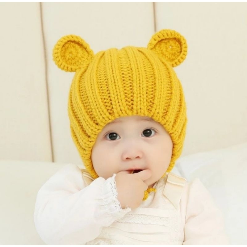 Kupluk Bayi Rajut Model Telinga Mickey || Topi rajut model bonnet baby model baby kpop