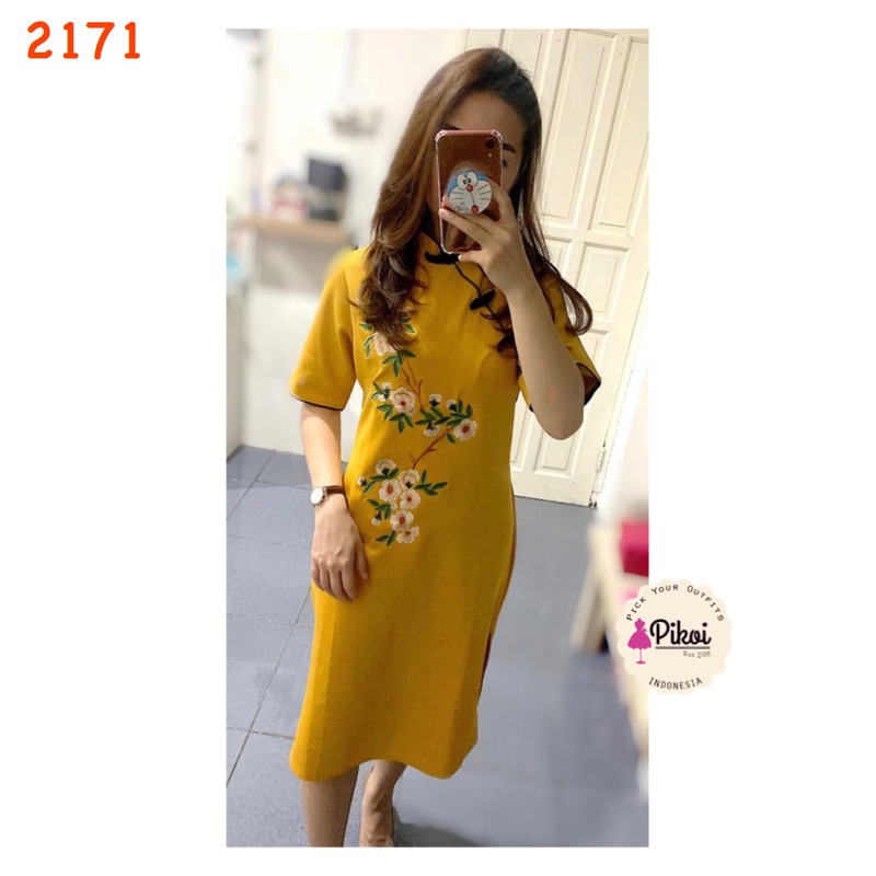 Cheongsam batik jumbo / dress cheongsam cny qipao batik / dress batik merah jumbo bug size mura 2171
