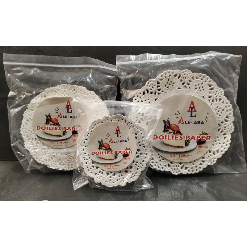 Doilies paper kertas renda isi 250lembar 3,5inch, 4,5inch, 5,5inch