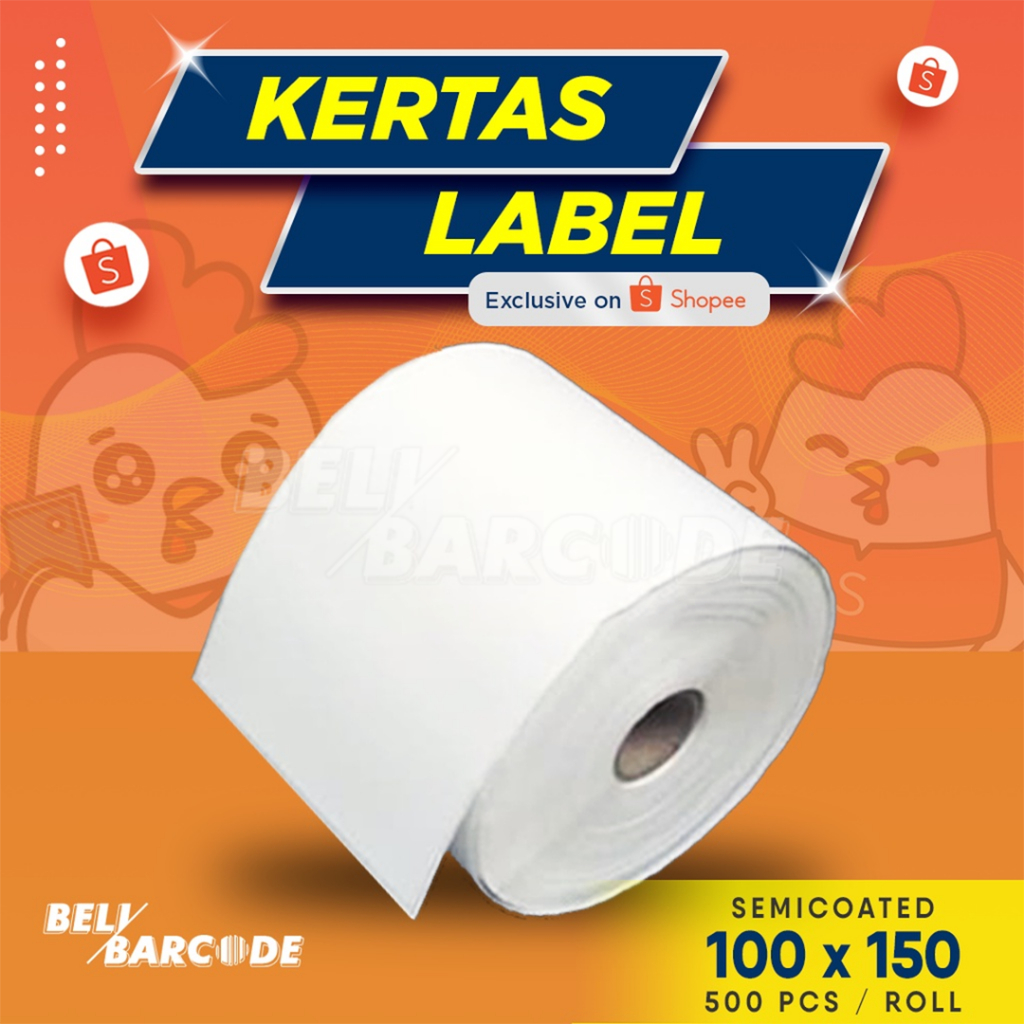 Stiker Label Barcode 100x150mm Semicoated 1 Line isi 500 Pcs