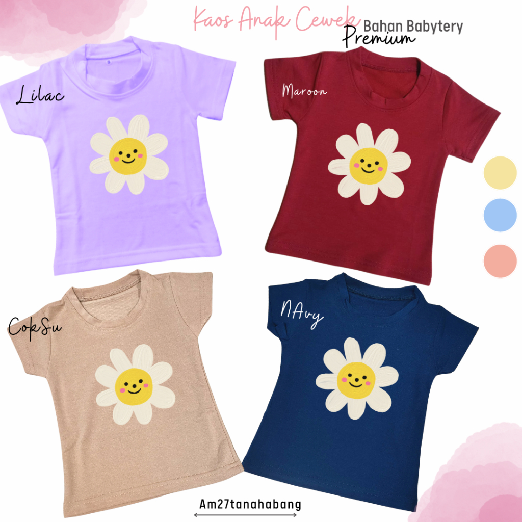 003 Premium Production! Kaos Anak Cewek BABYTERY Spandek 1-9 tahun motif DAISY