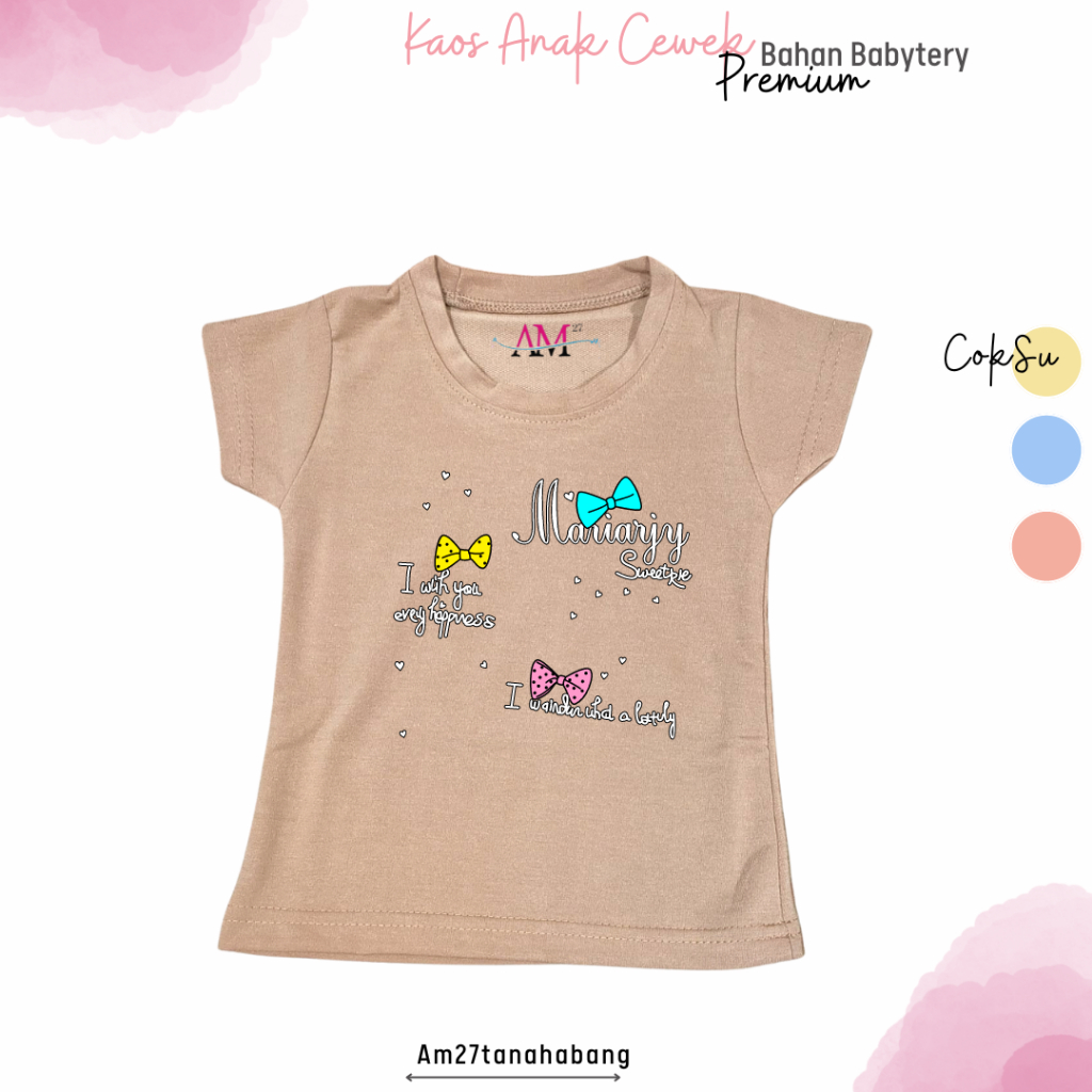 003 Premium Production ! Kaos Anak Cewek BABYTERY Spandek 1-10 tahun