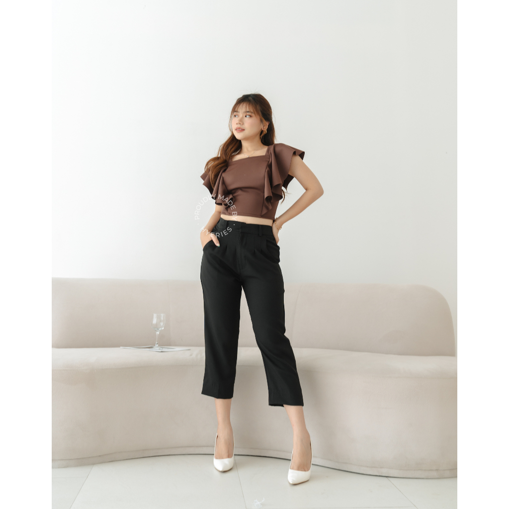 [ HYERIES ] Mina Highwaist Pants celana panjang wanita HW skinny pants harem celana ankle pants celana ankle celana basic wanita korea high waist pants celana kasual wanita celana kerja celana kantor celana polos cewek kekinian celana kain 7/8 pants