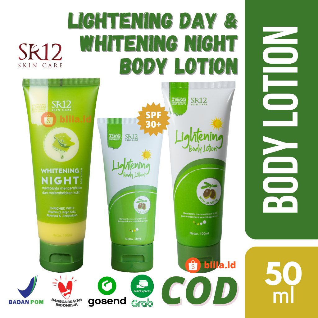 WHITENING NIGHT DAY BODY LOTION SR12 Whitening Body Lotion / Lotion Pencerah Alami BPOM