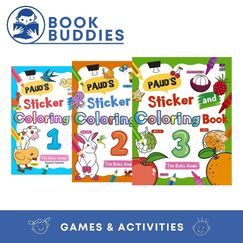 Paud's Sticker And Coloring Book / Coloring Book /Games and Activities / Buku Aktivitas Anak