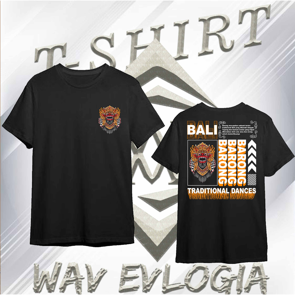 (07) KAOS DISTRO FASHION WAV EVLOGIA MOTIF BALI FREE STICKER PRIA WANITA KEREN STREETWEAR