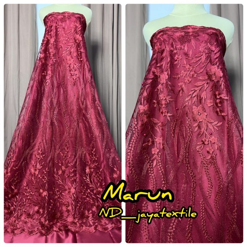 Kain Tile Embroyderry/Tile Border MutiaraTebal/Bahan Kebaya